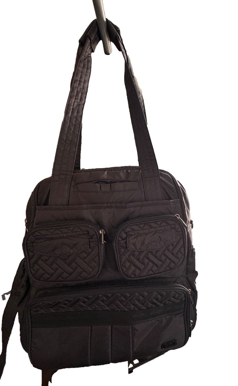 Lug Mini Puddle Jumper Black Quilted Convertible Backpack Crossbody Bag P02